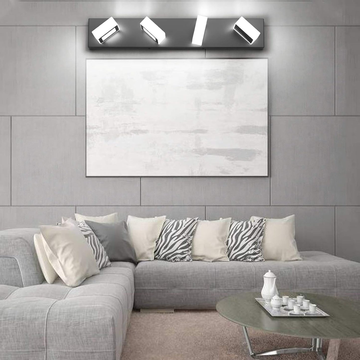 Ralbay LED Black 4 Lights Acrylic Lighting Fixtures Modern Matte Black Bathroom Vanity Lights
