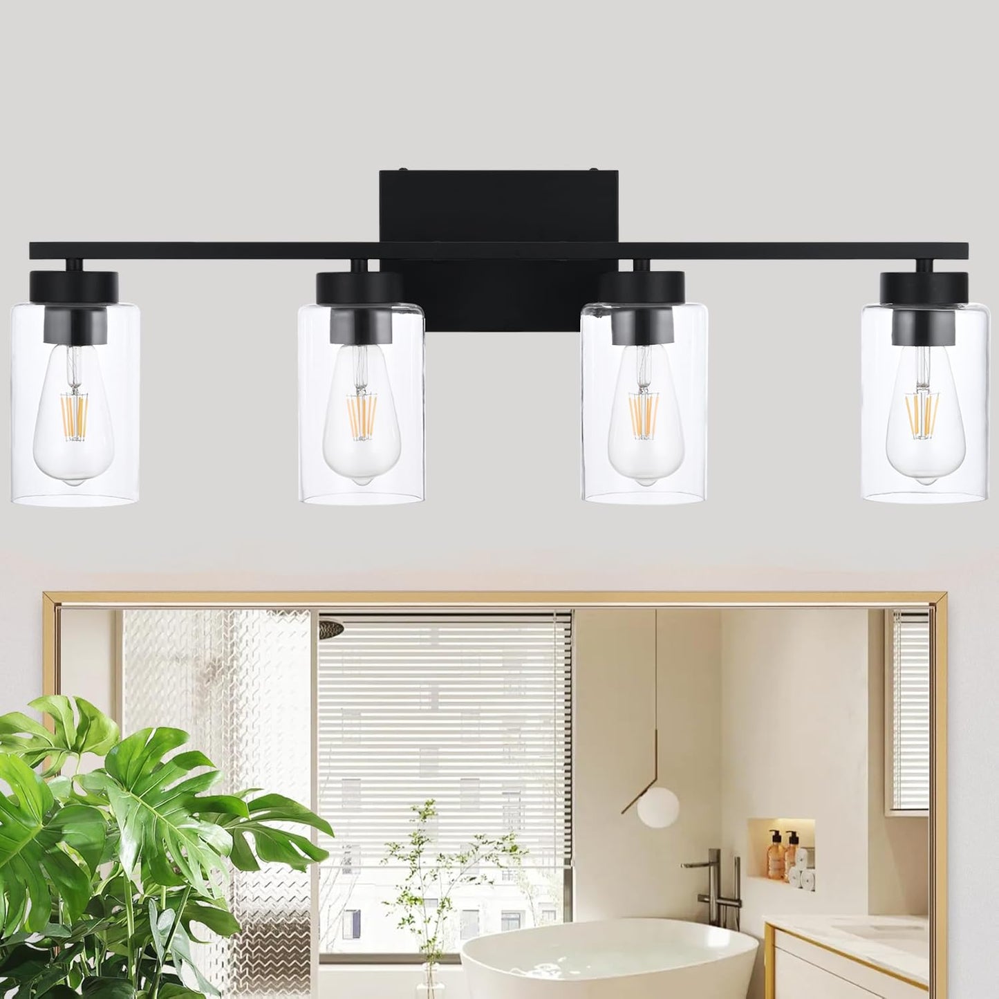 3-Light Bathroom Vanity Light, Modern Brushed Gold Wall Lights with Clear Glass Shades, Bathroom Wall Sconce Lamp for Mirror Living Room Bedroom Hallway
