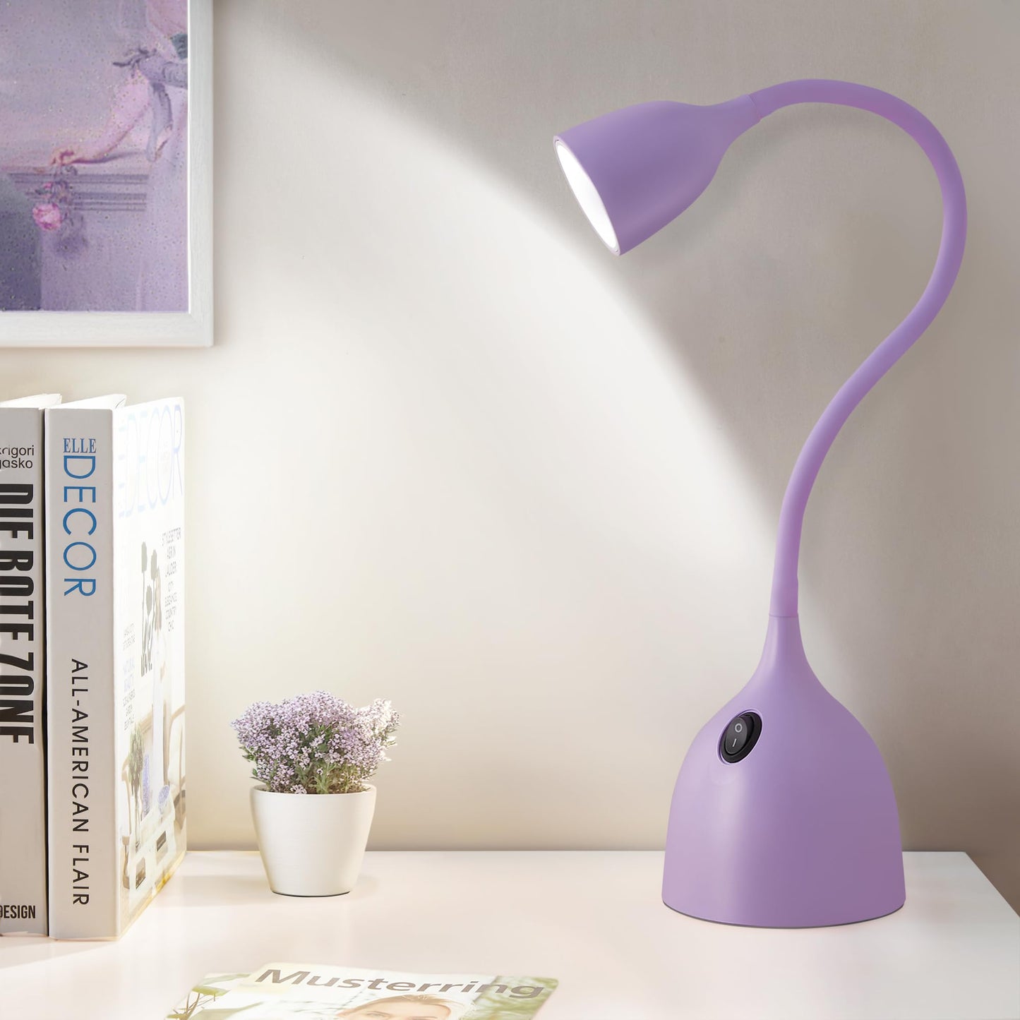 EJIAXIN Desk Lamp for Home Office, LED Reading Light, Small Adjustable Flexible Gooseneck Table Lamp, Eye-Caring Desk Lamp for College Dorm Room Study Lamp, Black