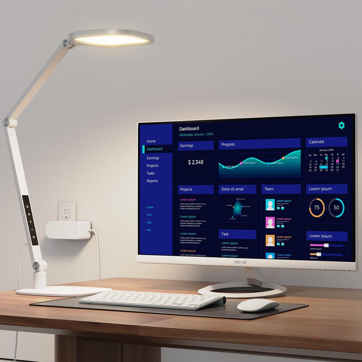 LED Desk Lamp for Home Office, Soft Edge-lit Design - Modern Style | Eye-Caring Diffused Light, Professional Computer Light for Reading, Crafts & Zoom, Dimmable with 30 Modes, Memory & Timer