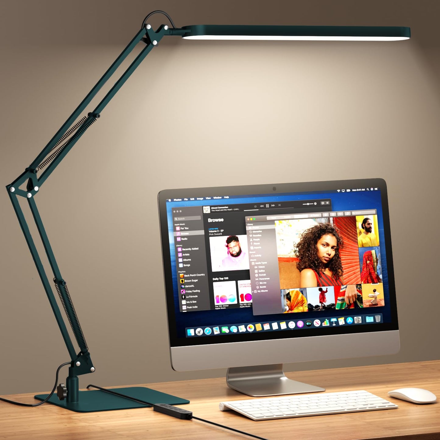 Desk Lamp for Home Office, Eye Comfortable LED Desk Light for Long Hours, Adjustable Swing Arm with Memory Function, Black