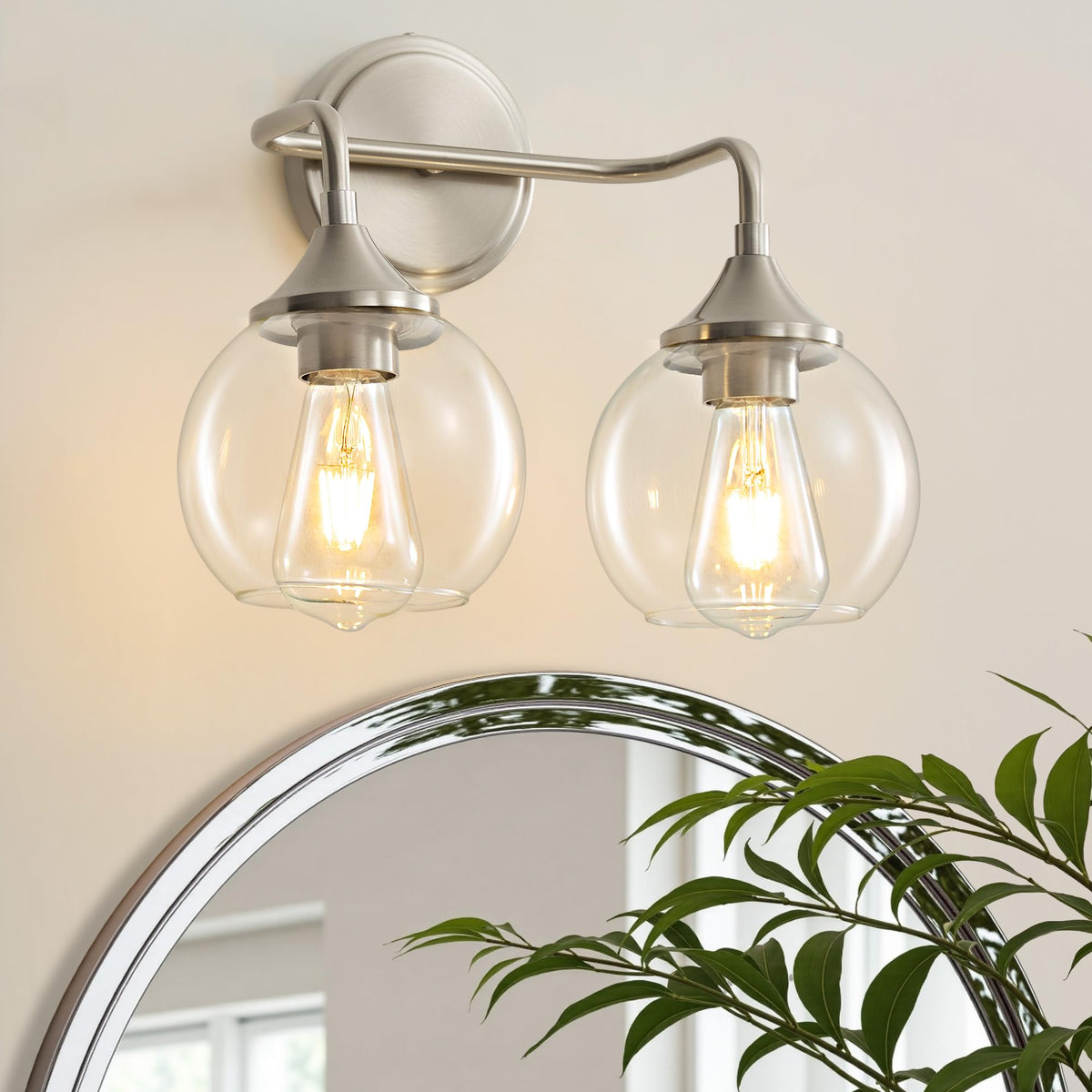 Gold Bathroom Light Fixtures 3-Light Farmhouse Vanity Light 22" | Modern Vanity Lighting Fixtures Over Mirror, Thickened Clear Glass Shade, UL E26 Dimmable