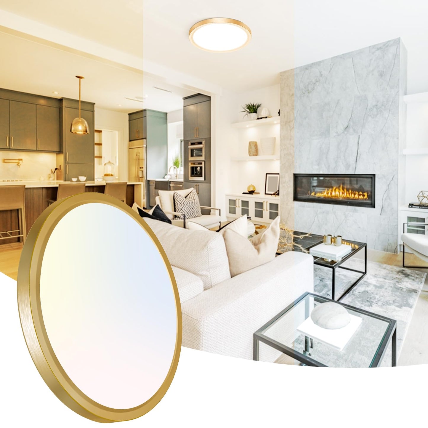 12Inch LED Ceiling Light Flush Mount, 5CCT 3000K-6500K Adjustable Ceiling Light Fixture, 2400LM 24W Bright White Flat Lighting Fixture for Hallway Kitchen Bathroom Bedroom, 6Pack