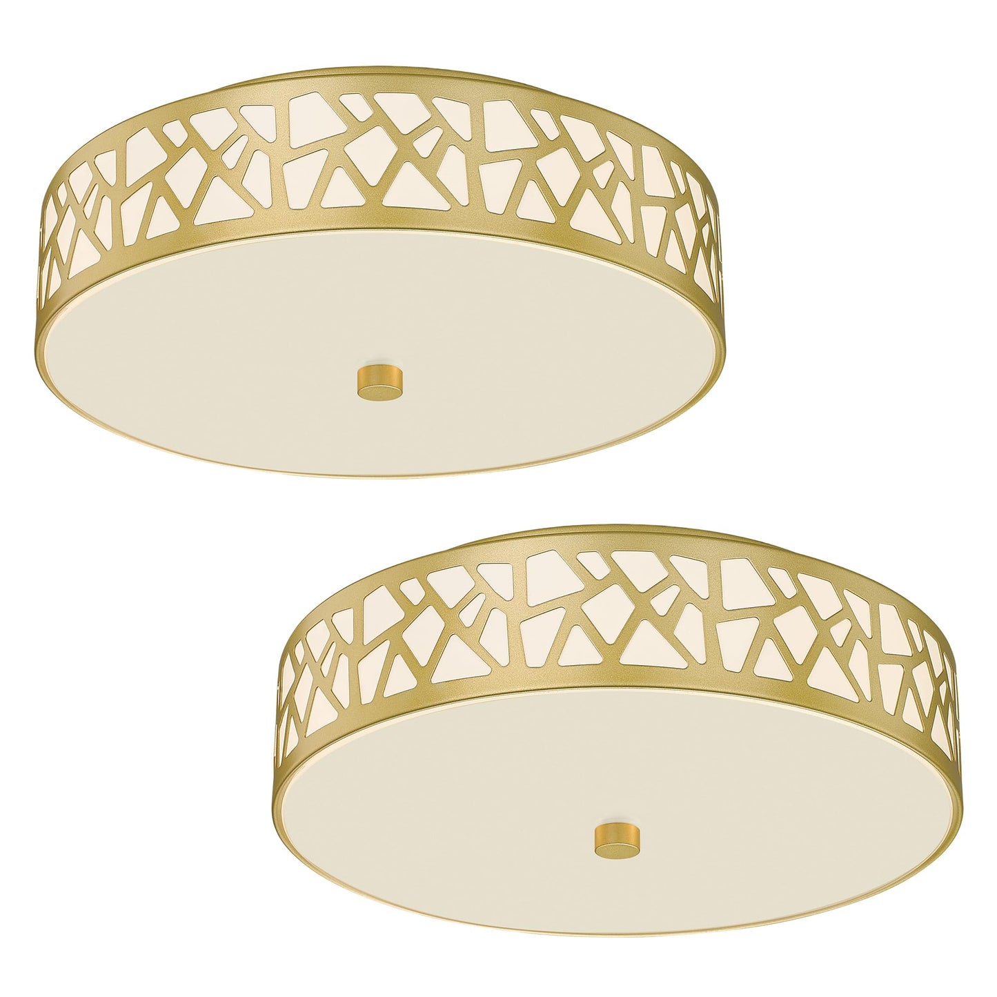 2-Light Flush Mount Ceiling Light, 12 Inch Modern Light Fixtures | Ceiling Mount with White Metal and Frosted Glass Shade for Bedroom,Hallway, Kitchen