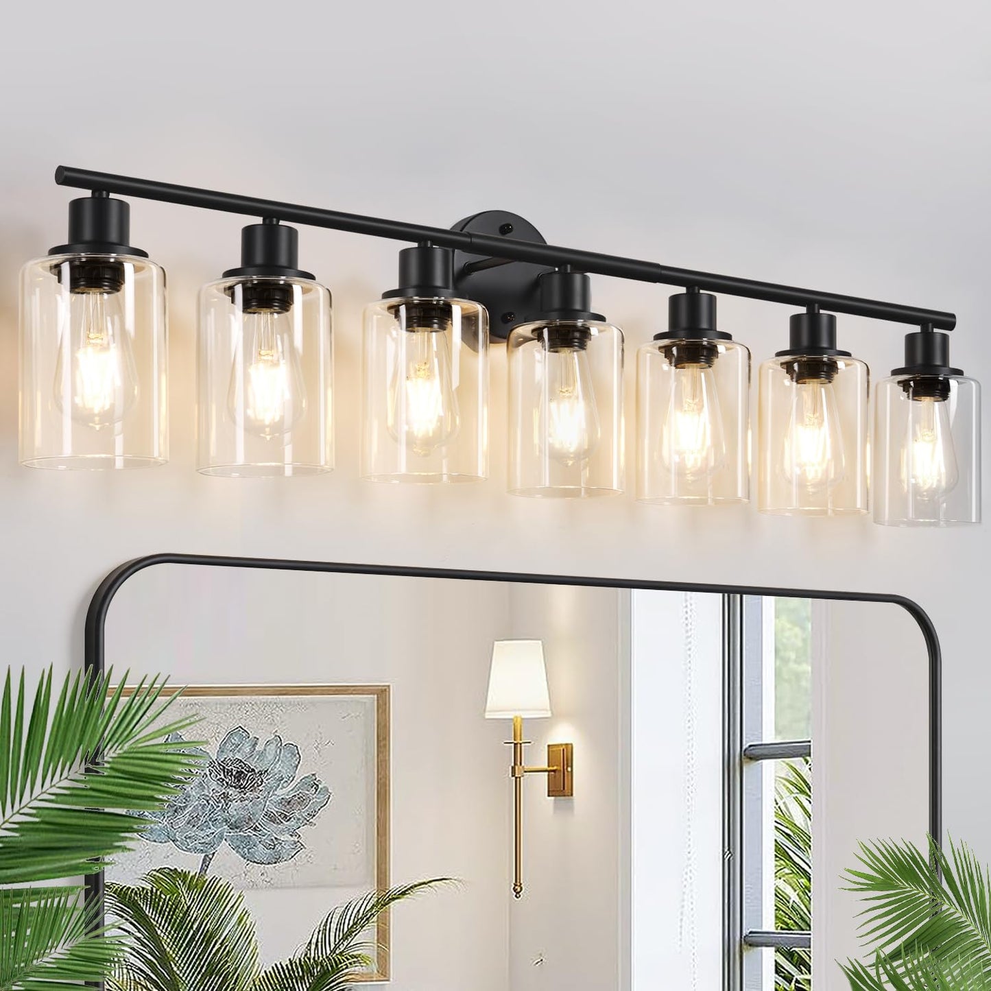 Zarbitta 3-Light Bathroom Light Fixtures, Brushed Nickel Vanity Light, Farmhouse Wall Lights with Clear Glass Shade, Bathroom Wall Lamp for Mirror Kitchen Bedroom Hallway Living Room Hallway Cabinet