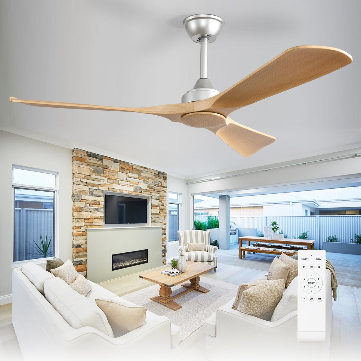 Depuley 52-Inch Ceiling Fan with Light: Black 3 Blade Outdoor Fans for Patios - Dimmable Indoor Fan with Remote Control Fandelier for Living Room Bedroom Porch Quiet Motor Reversible 6 Speed Timer