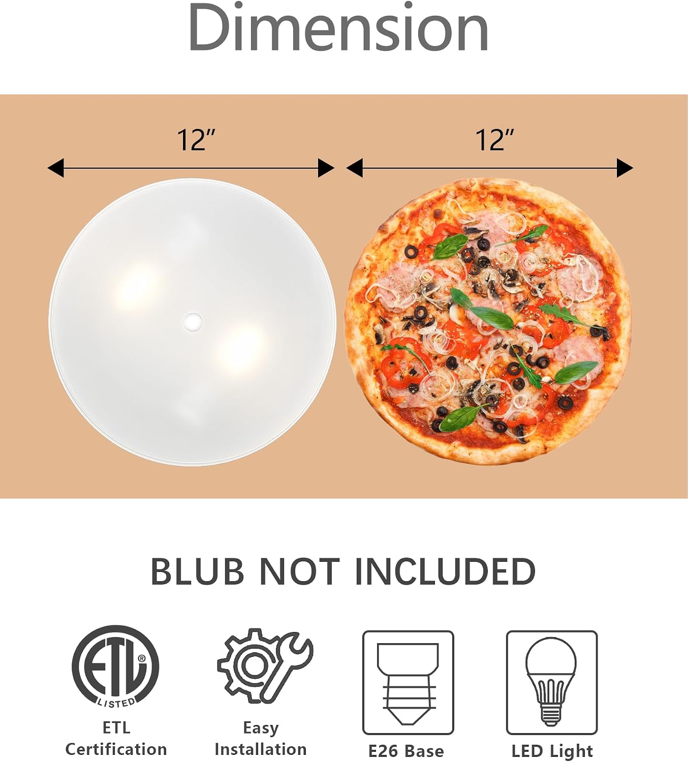 2-Light Flush Mount Ceiling Light, 12 Inch Modern Light Fixtures | Ceiling Mount with White Metal and Frosted Glass Shade for Bedroom,Hallway, Kitchen
