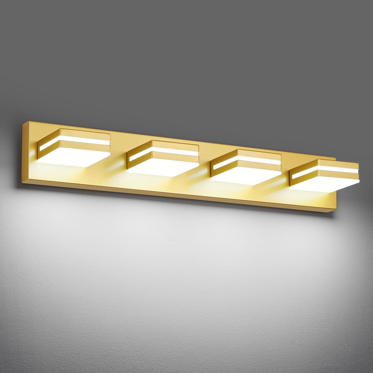 Modern LED Stainless Steel Chrome Acrylic Bathroom Lights Fixtures 3-Light | Wall Lighting,Vanity Lights for Bathroom Over Mirror 6000K 350°Rotate（No Assembly Required）