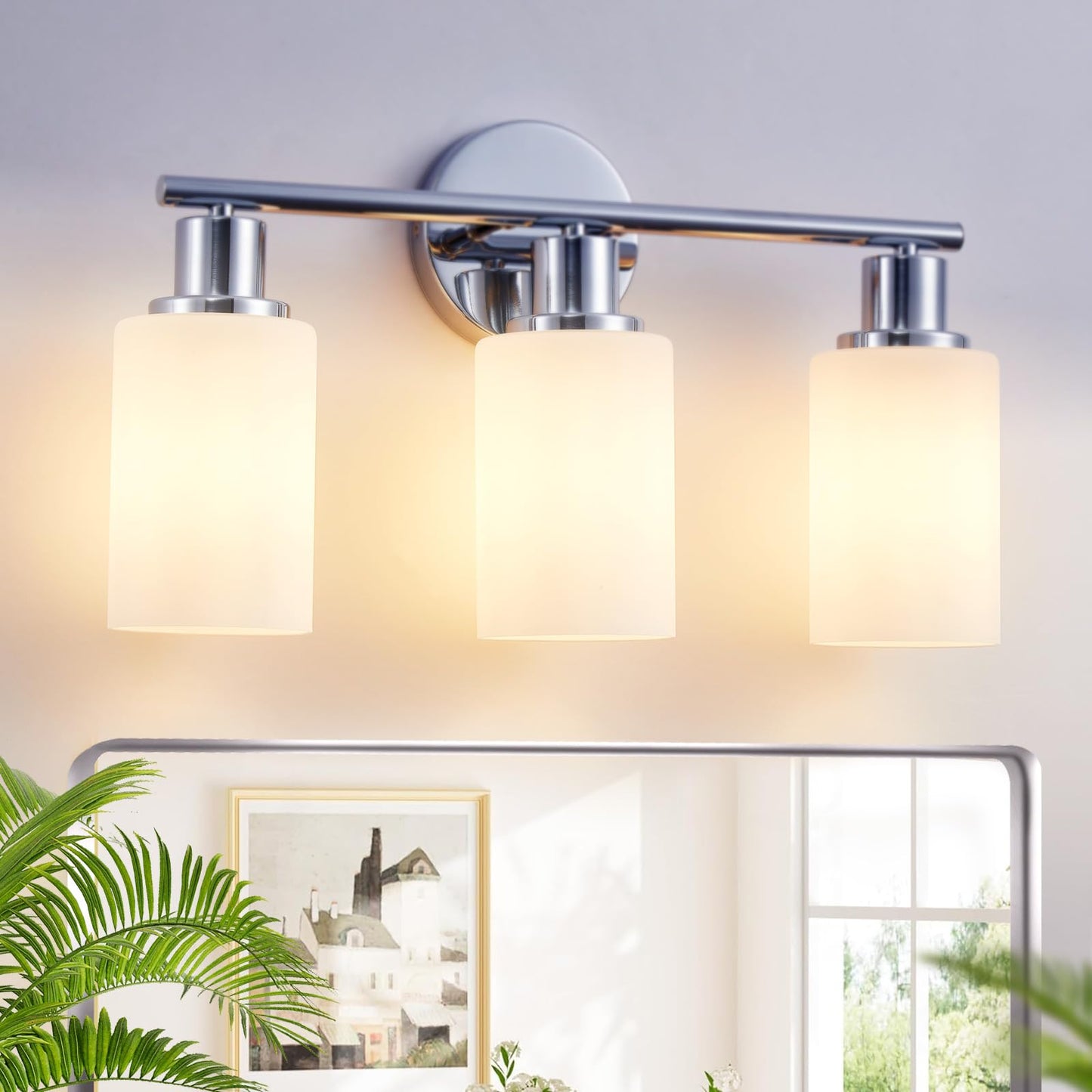 DLLT 3-Light Bathroom Light Fixtures: Set of 2 Black Modern Vanity Lights with Clear Glass Shade - 18.51" Bathroom Wall Lamp for Mirror Kitchen Living Room
