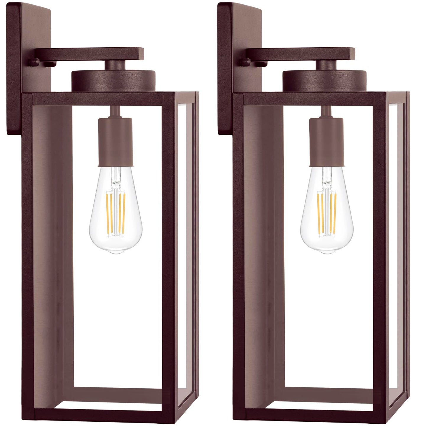 Outdoor Wall Light Fixtures, Modern Black Exterior Wall Lanterns | Waterproof Metal Construction, Rust-resistant, Quick & Easy Installation, Clear Glass Shades & Standard E26 Socket