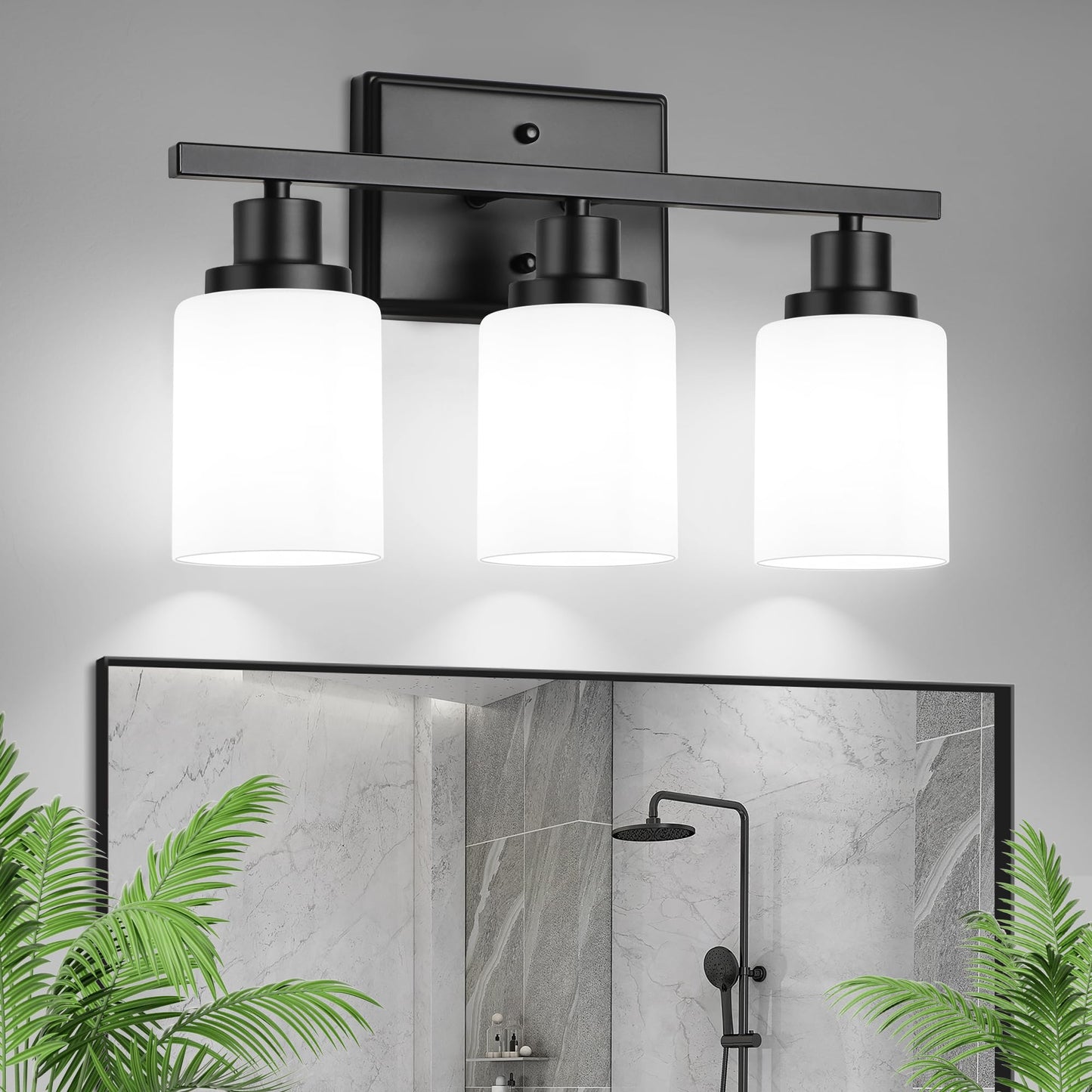 Ascher Bathroom Vanity Light Fixtures, 3 Light Wall Sconces Lighting with Clear Glass Shade, Brushed Nickel Wall Lights for Mirror, Kitchen, Living Room, Gallery, E26 Base (Bulbs Not Included)