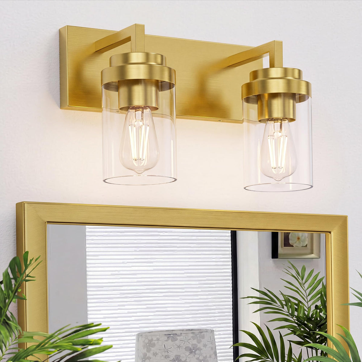 Bathroom Vanity Light, 3 Light Matte Black Vanity Lights with Clear Glass Shade, 22in Modern Wall Sconces, Bathroom Lighting Fixtures Over Mirror for Living Room