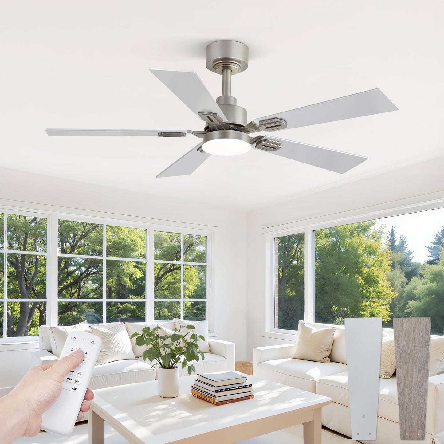 Fanbulous 2 Pack of 42 Inch Modern Ceiling Fans with Lights & Remote, Black