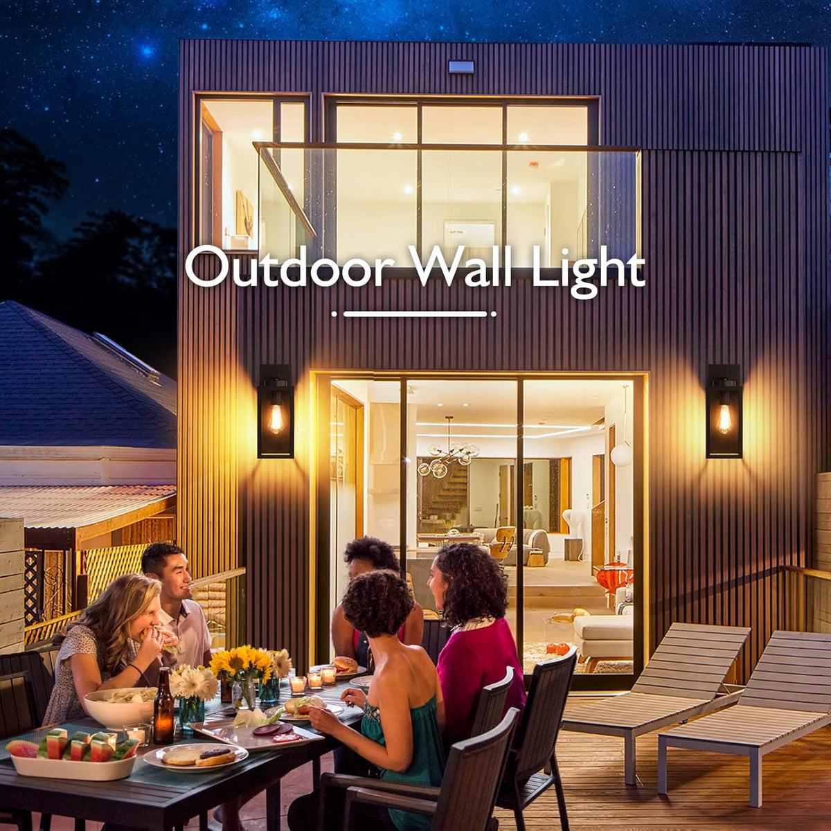 Outdoor Wall Light Fixture, Modern Outside Porch Sconce, Black | Waterproof, Rust-Resistant, Durable Metal with Clear Glass, Standard E26 Socket, Easy to Install