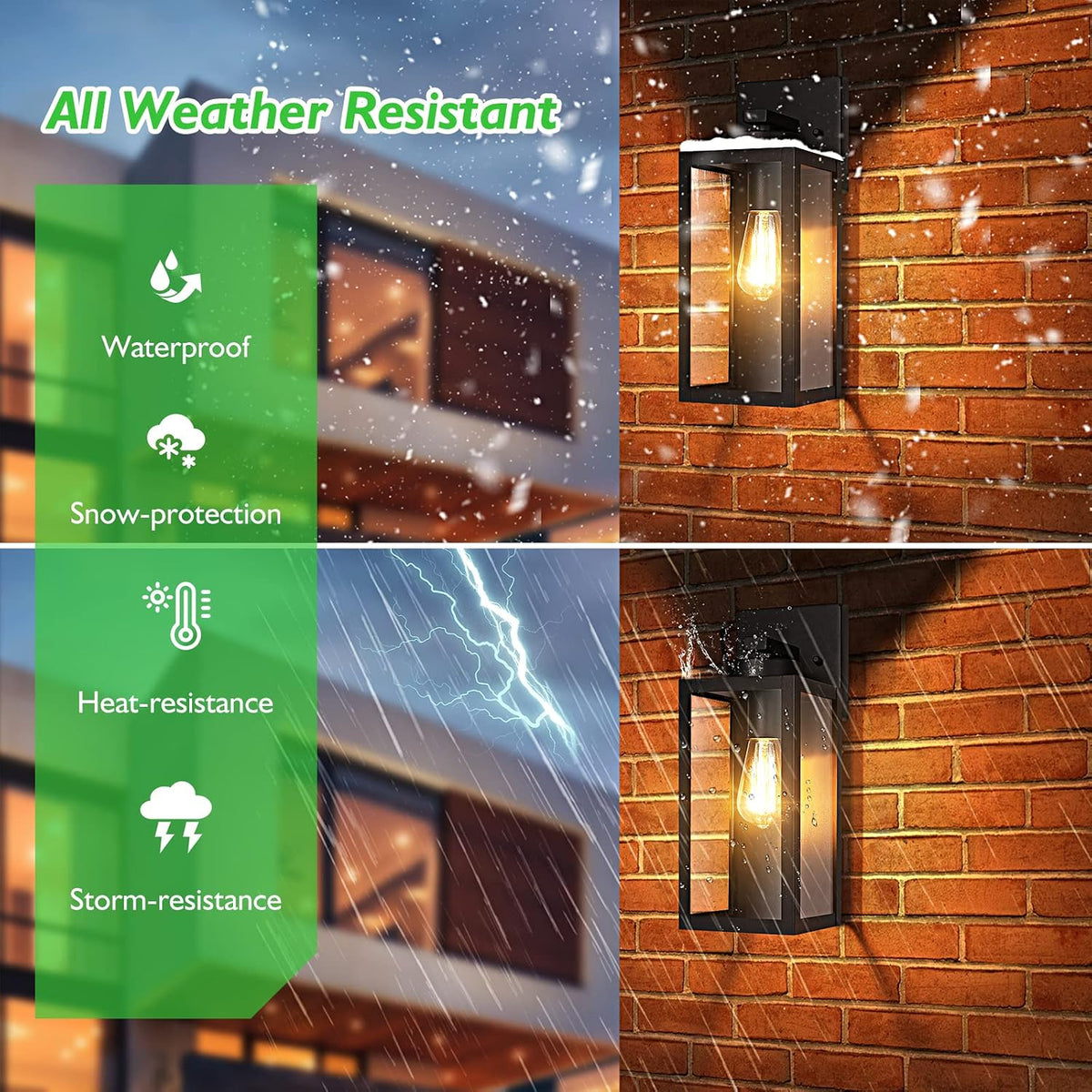 Outdoor Wall Light Fixture, Modern Outside Porch Sconce, Black | Waterproof, Rust-Resistant, Durable Metal with Clear Glass, Standard E26 Socket, Easy to Install
