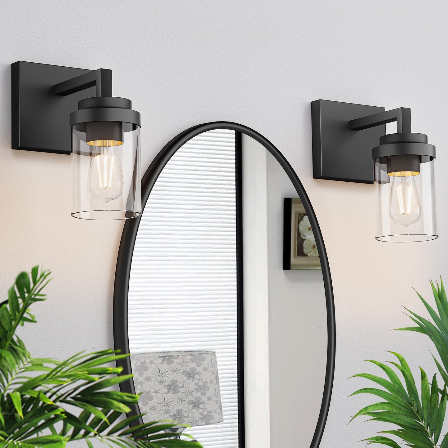 Bathroom Vanity Light, 3 Light Matte Black Vanity Lights with Clear Glass Shade, 22in Modern Wall Sconces, Bathroom Lighting Fixtures Over Mirror for Living Room