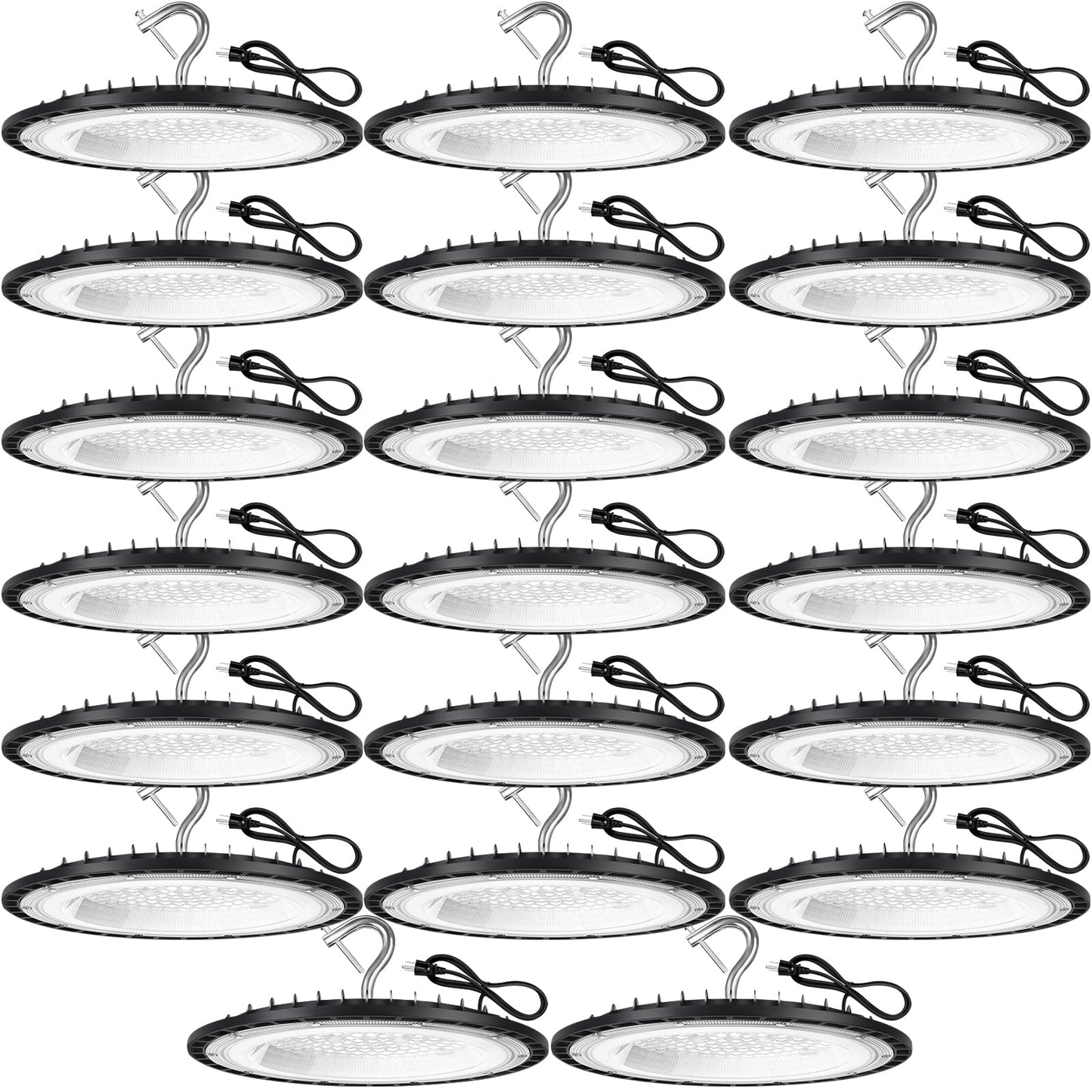 YANYCN 6 Pack 200W UFO Led High Bay Light Fixture,120VAC,30800LM,5000K Daylight Commercial Shop Bay Lighting,[850W MH/HPS Equiv.] US Plug Area Lighting for Warehouse/Barn/Gym/Factory/Workshop