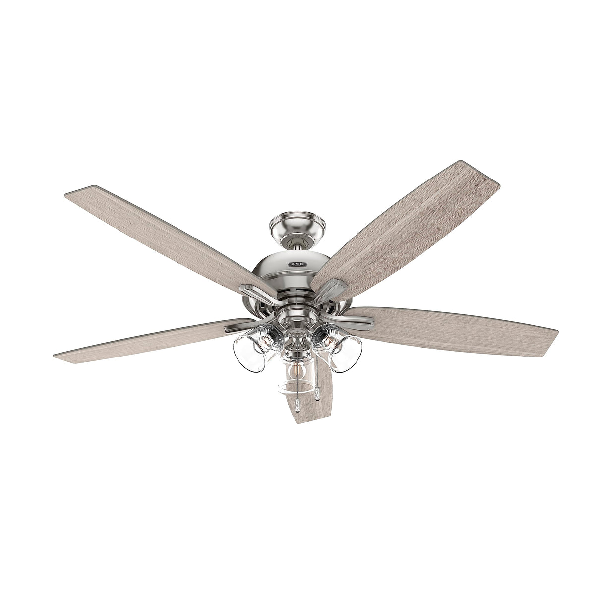 Hunter Dondra, Indoor, Ceiling Fan, with LED Lights, 60 inch, Noble Bronze | Standard Mount, Pull Chain, 5 Blades, For Bedroom, Living Room, Includes Bulbs, 52349