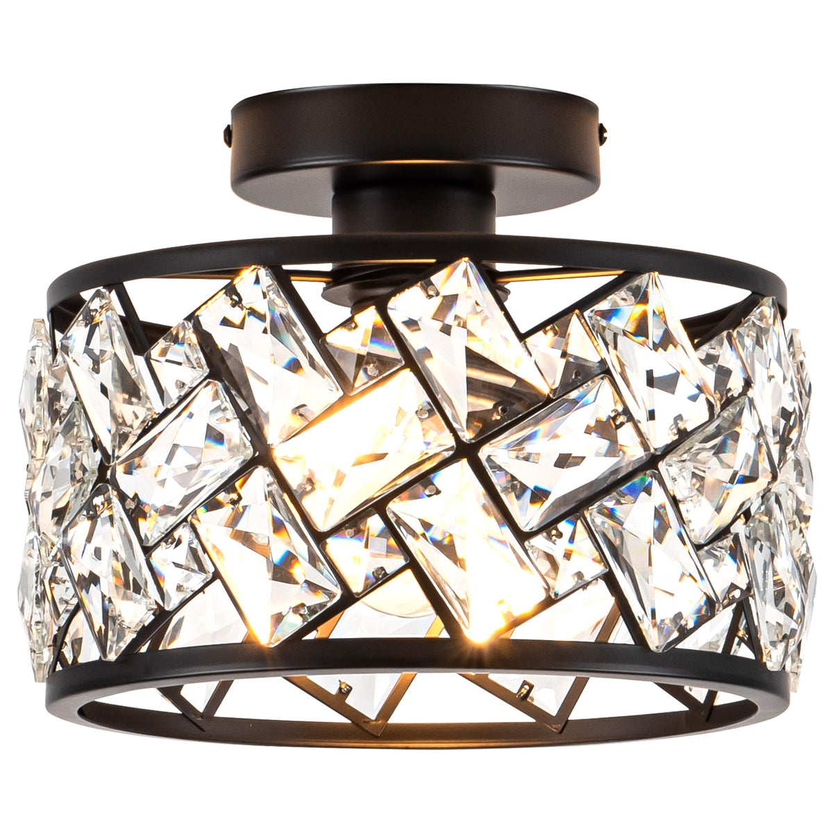 Rpzloila Flush Mount Ceiling Light Fixture for Kitchen Hallway, 2-Light Close to Ceiling Light with Black Metal and Wood Design, Rustic Farmhouse Ceiling (Bulb not Included)