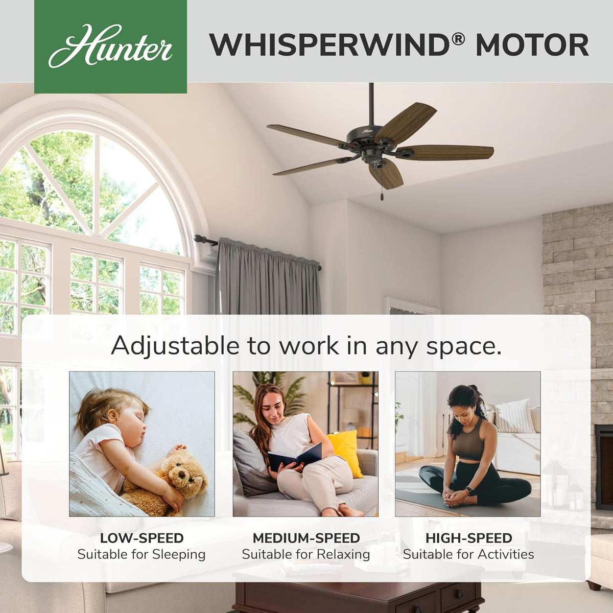 Hunter Builder Elite, Indoor, Ceiling Fan, No Light, 52 inch, New Bronze | Standard Mount, Pull Chain, 5 Blades, For Bedroom, Living Room, Kitchen, 53242