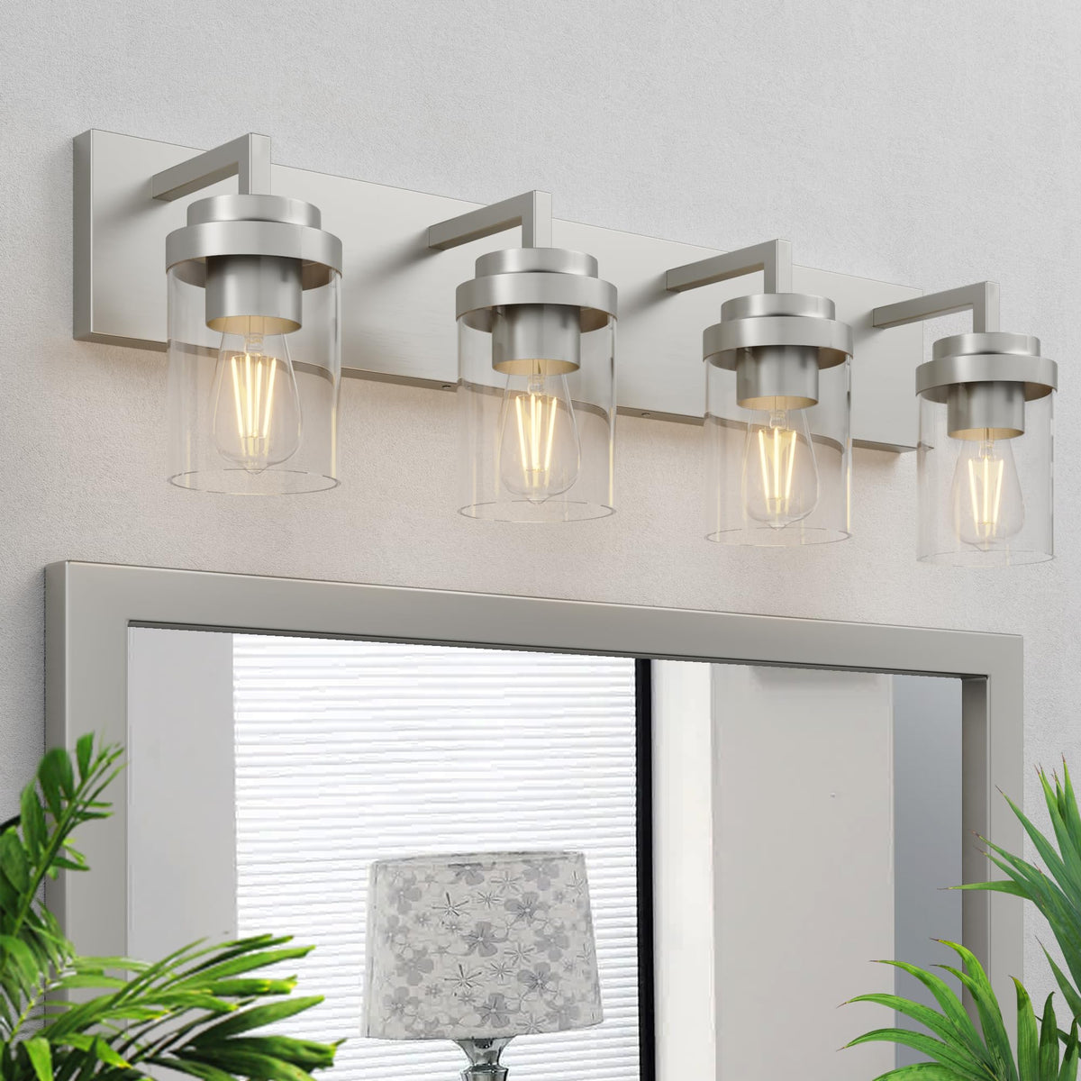 Bathroom Vanity Light, 3 Light Matte Black Vanity Lights with Clear Glass Shade, 22in Modern Wall Sconces, Bathroom Lighting Fixtures Over Mirror for Living Room