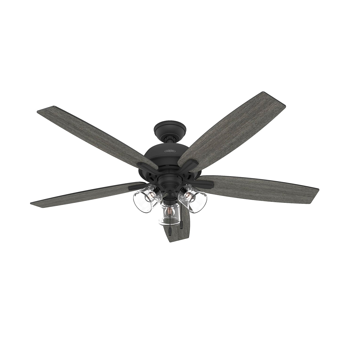 Hunter Dondra, Indoor, Ceiling Fan, with LED Lights, 60 inch, Noble Bronze | Standard Mount, Pull Chain, 5 Blades, For Bedroom, Living Room, Includes Bulbs, 52349