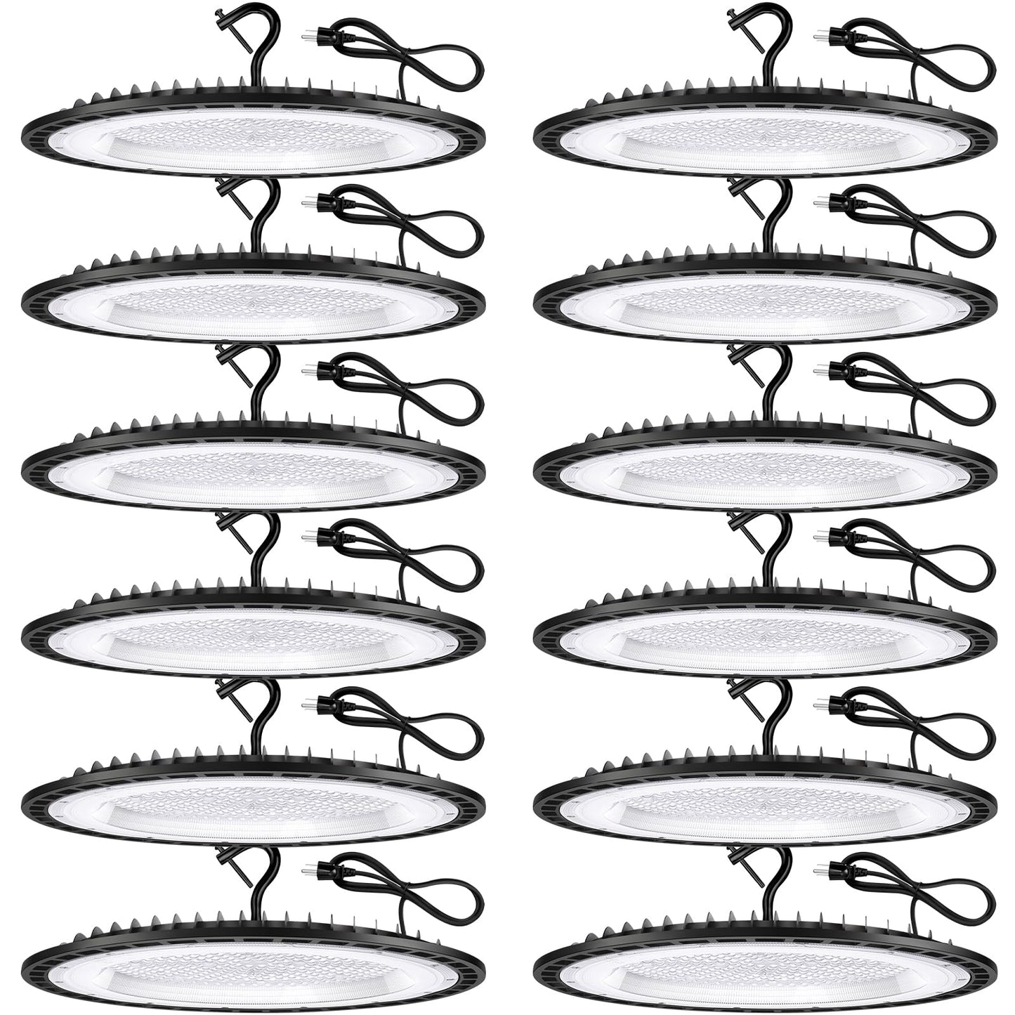 YANYCN 6 Pack 200W UFO Led High Bay Light Fixture,120VAC,30800LM,5000K Daylight Commercial Shop Bay Lighting,[850W MH/HPS Equiv.] US Plug Area Lighting for Warehouse/Barn/Gym/Factory/Workshop